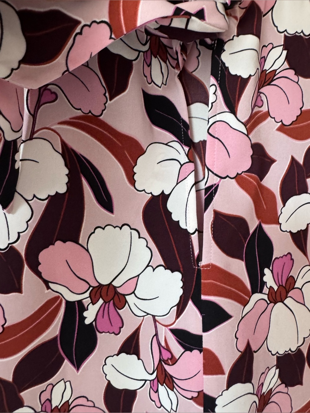 Ann Taylor Factory MP floral pink petals back tie ribbon flare sleeves. - Picture 6 of 9